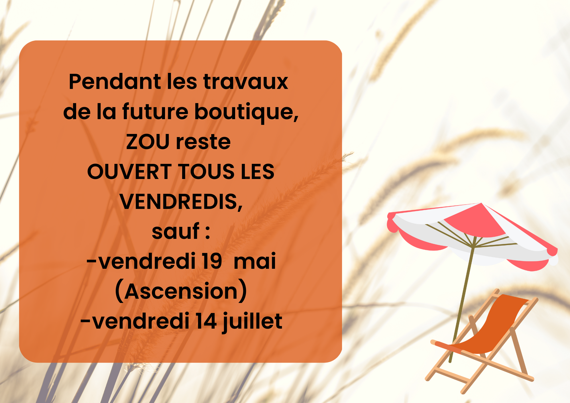 congés 2023 Zou la Galinette