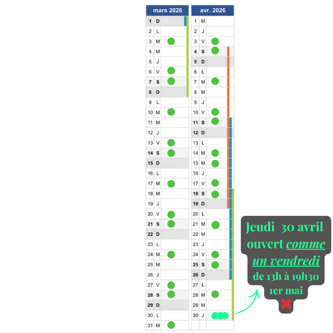 Agenda Zou la Galinette avril 2026 Agenda Zou la Galinette avril 2026